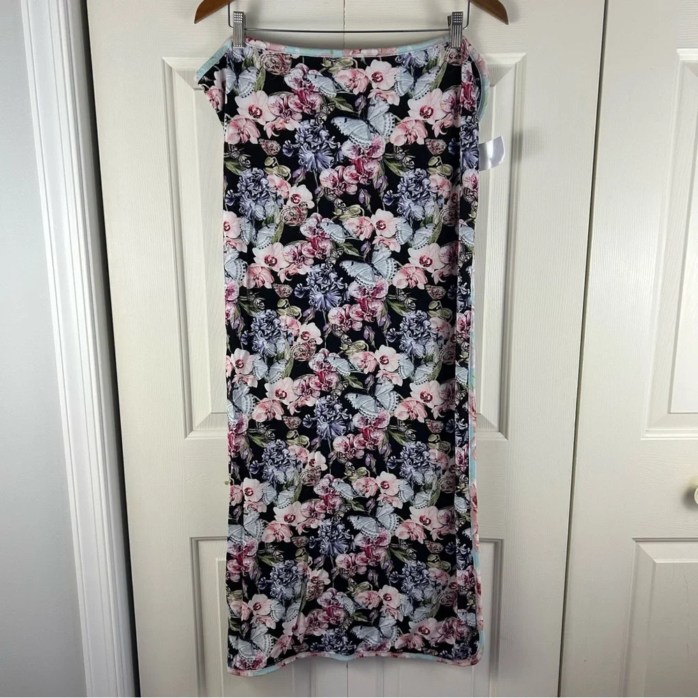 Posh Peanut Floral Baby Blanket Chelsea Kennedy Reversible Pink Blue Black